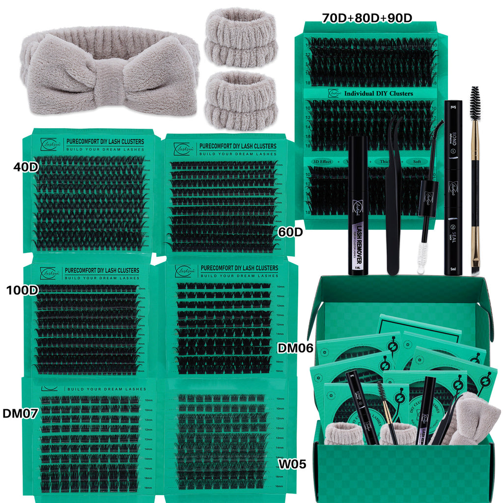 💫LASHSUN 1170PCS D Curl High Capacity Lash Clusters Kit with Tools & Accessories