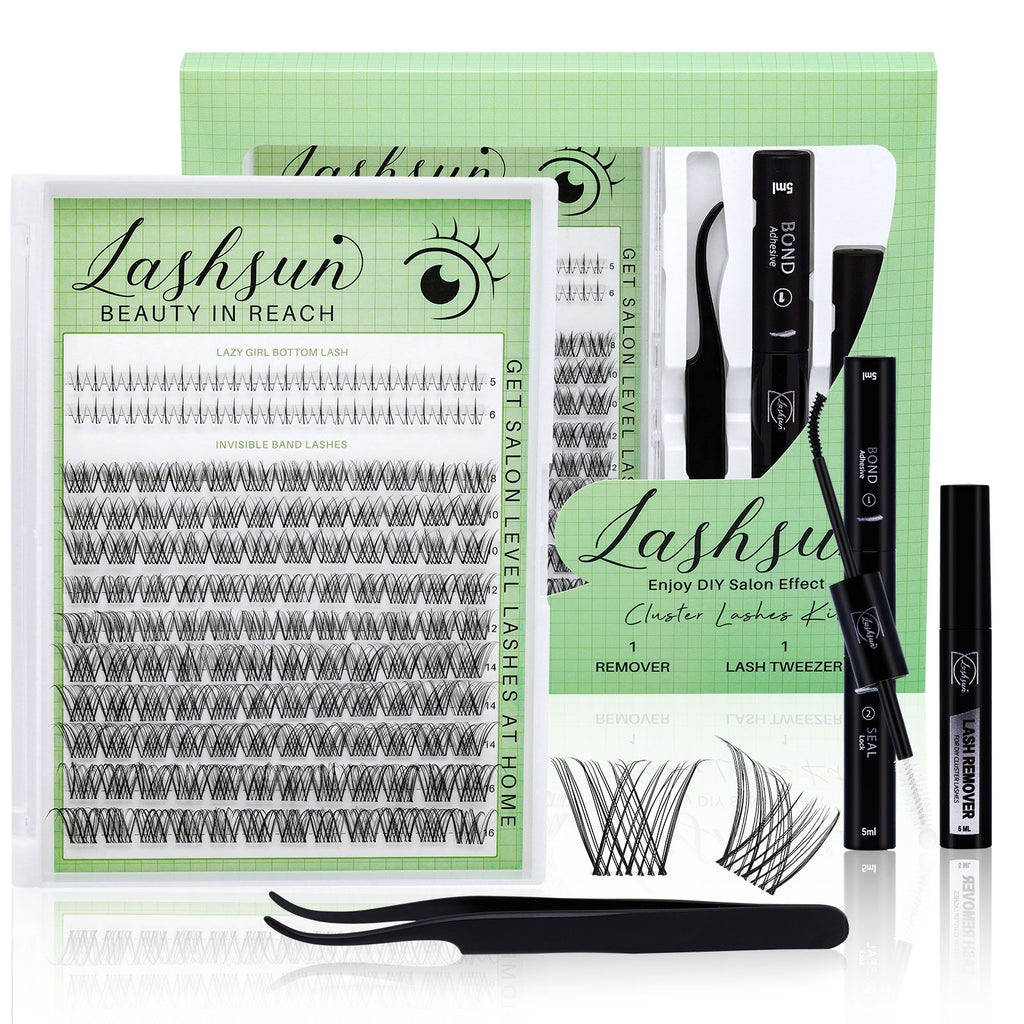 💫LASHSUN 168PCS D Curl W61 Lash Clusters Kit with Bond & Seal