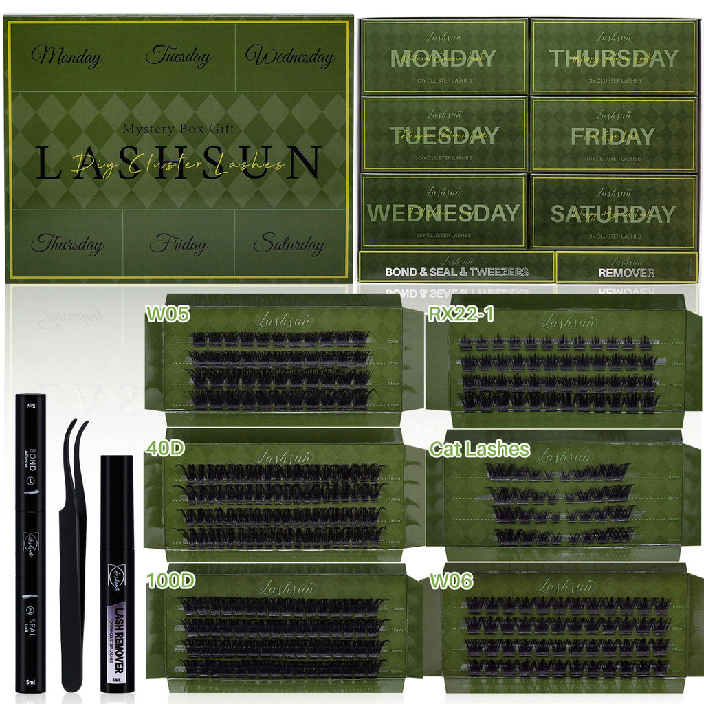 💫LASHSUN 324PCS D Curl Lash Clusters Kit with Bond & Seal
