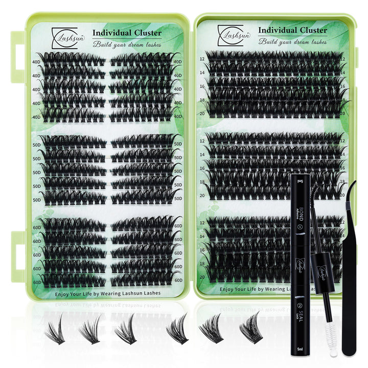 💫LASHSUN 570PCS D Curl Individual Lashes Book Kit with Bond & Sea