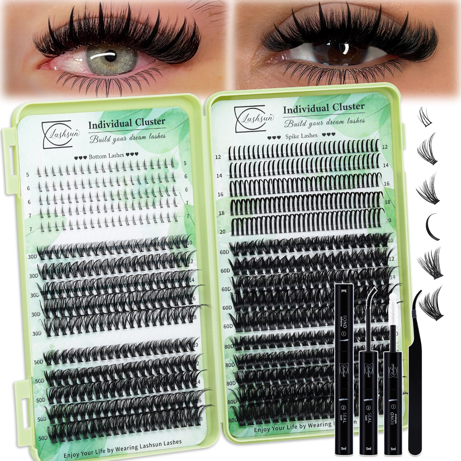 💫LASHSUN 650PCS D Curl Individual Lashes Book Kit with Bond & Seal