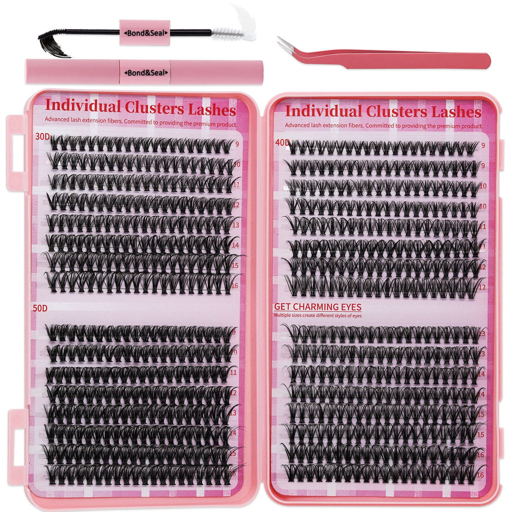 💖 LASHSUN 640PCS Individual False Cluster Book 30D+40D+50D DIY Eyelash Extensions D Curl Long