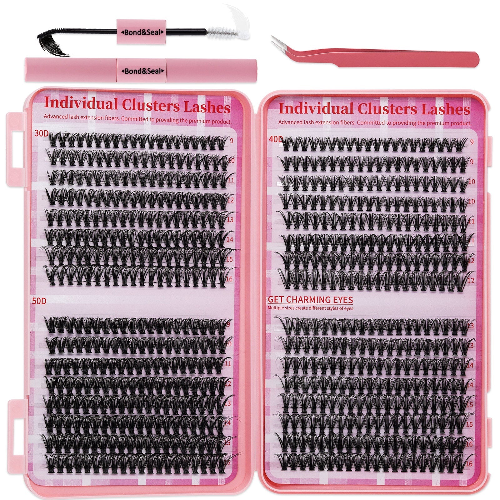💖 LASHSUN 640PCS Individual False Cluster Book 30D+40D+50D DIY Eyelash Extensions D Curl Long