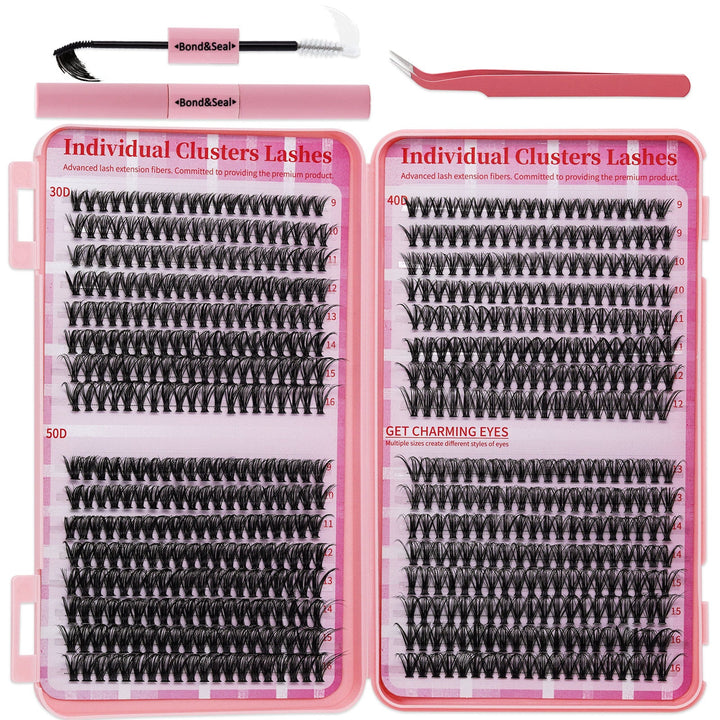💖 LASHSUN 640PCS Individual False Cluster Book 30D+40D+50D DIY Eyelash Extensions D Curl Long