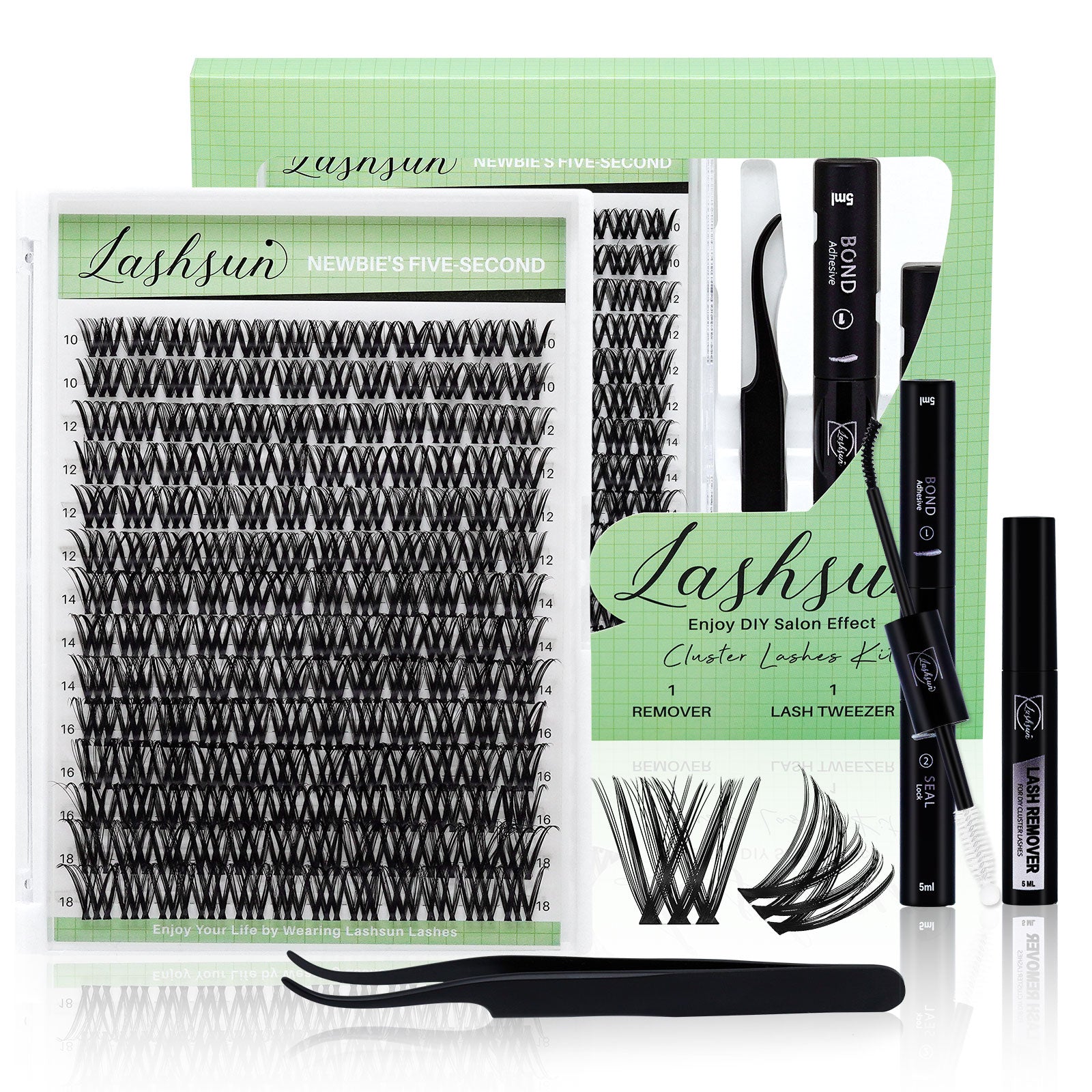 💫LASHSUN 168PCS D Curl WL2-5 Lash Clusters Kit – Wide-Span DIY Lash Extensions