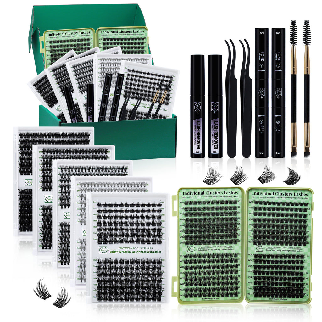 💫LASHSUN 280PCS Eyelash Extension Kit with Glue, Remover, Tweezers & Brushes