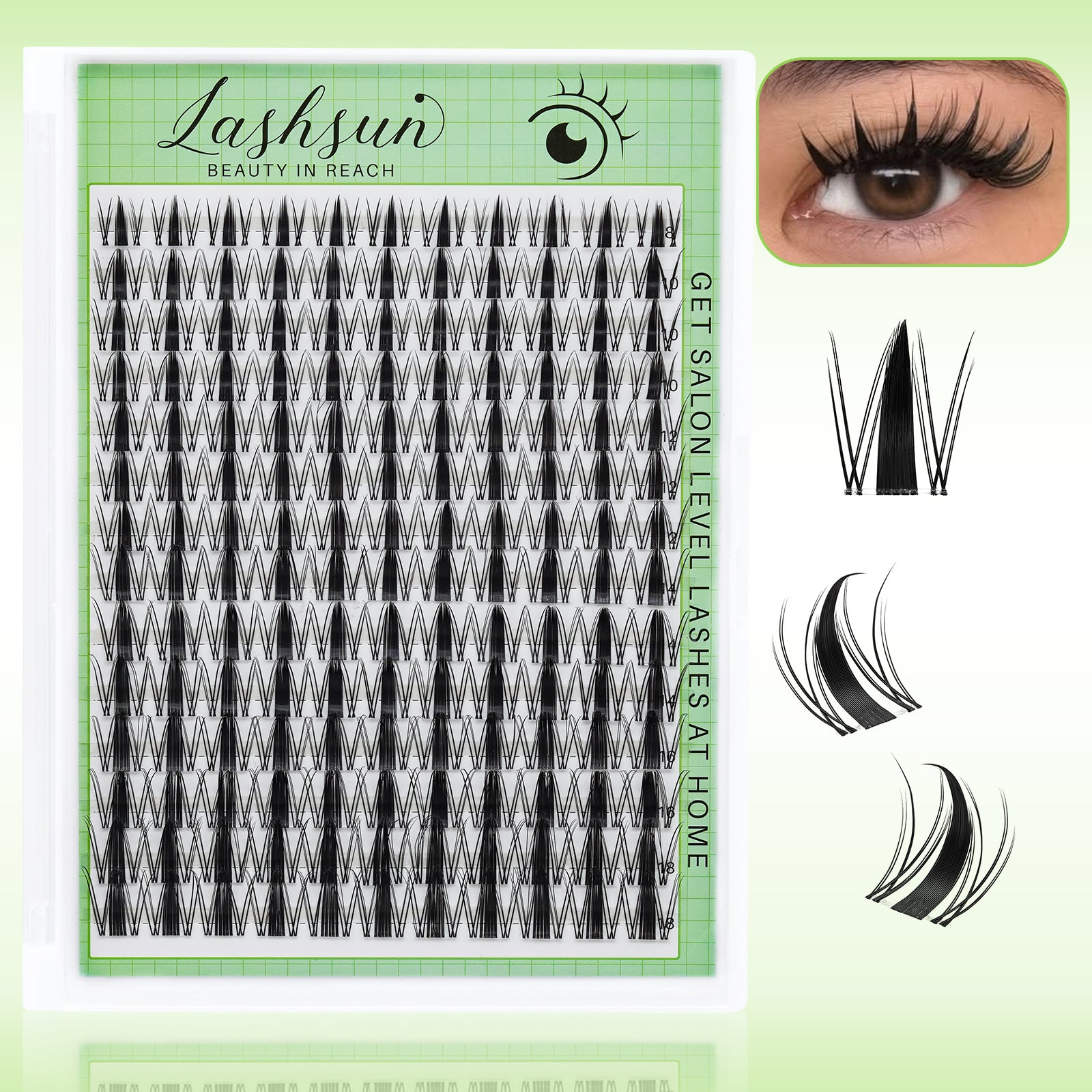 💫LASHSUN Mixed Length D Curl Lash Clusters Kit with Bond & Seal