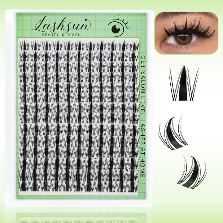 💫LASHSUN Mixed Length D Curl Lash Clusters Kit with Bond & Seal