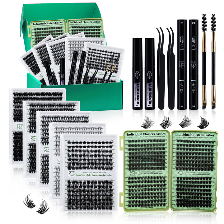 🎀LASHSUN 280PCS DIY Eyelash Extension Kit with Glue, Remover & Tools