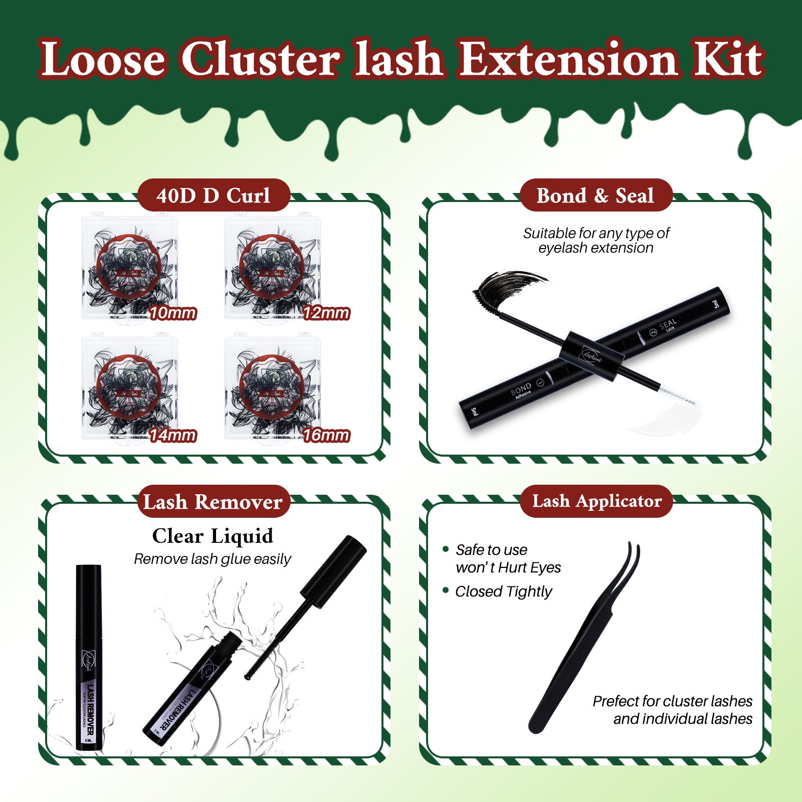 💫LASHSUN 400PCS D Curl Loose Cluster Lash Extension Kit with Bond & Seal