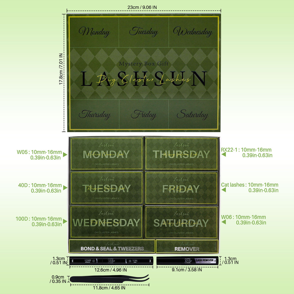 💫LASHSUN 324PCS D Curl Lash Clusters Kit with Bond & Seal