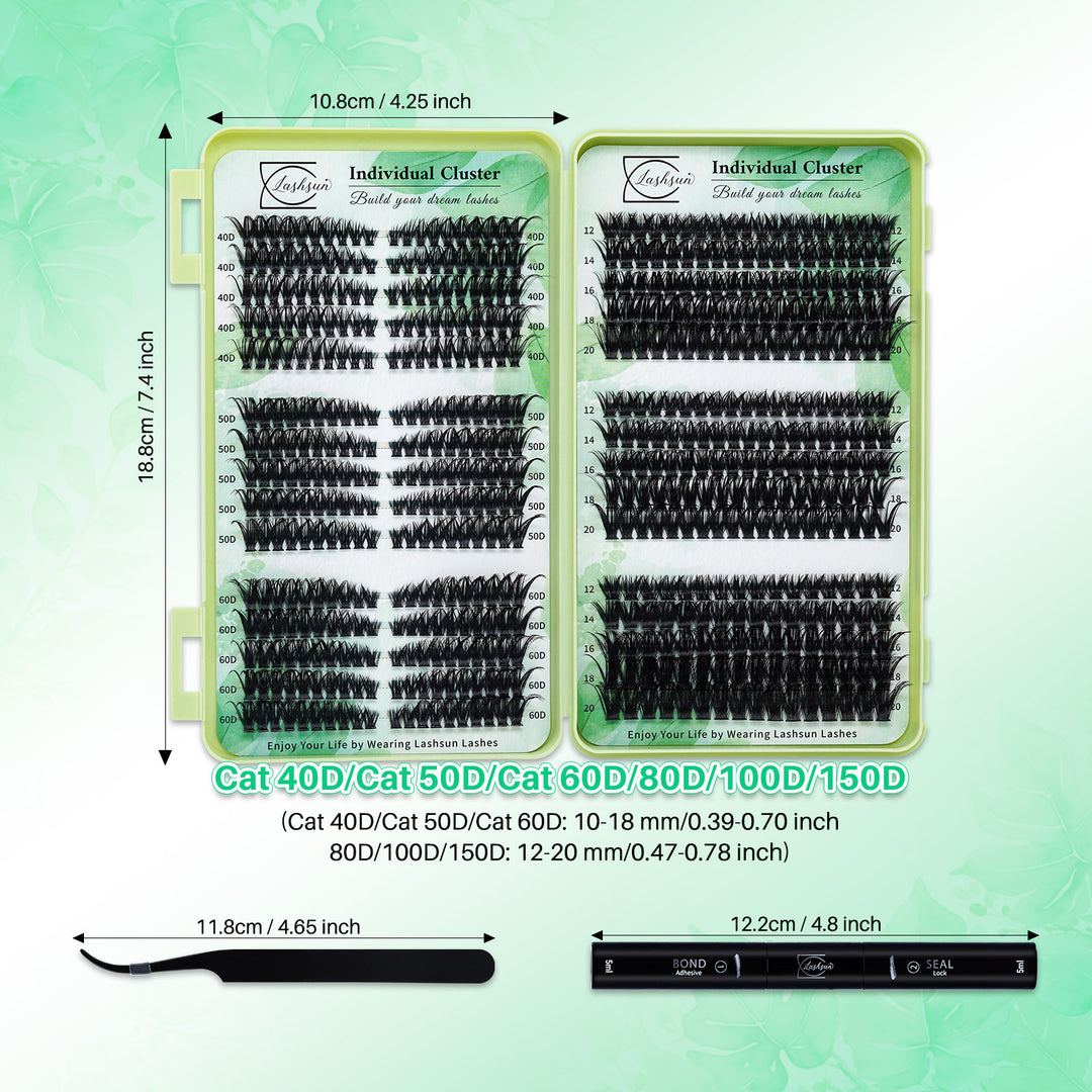 💫LASHSUN 570PCS D Curl Individual Lashes Book Kit with Bond & Sea