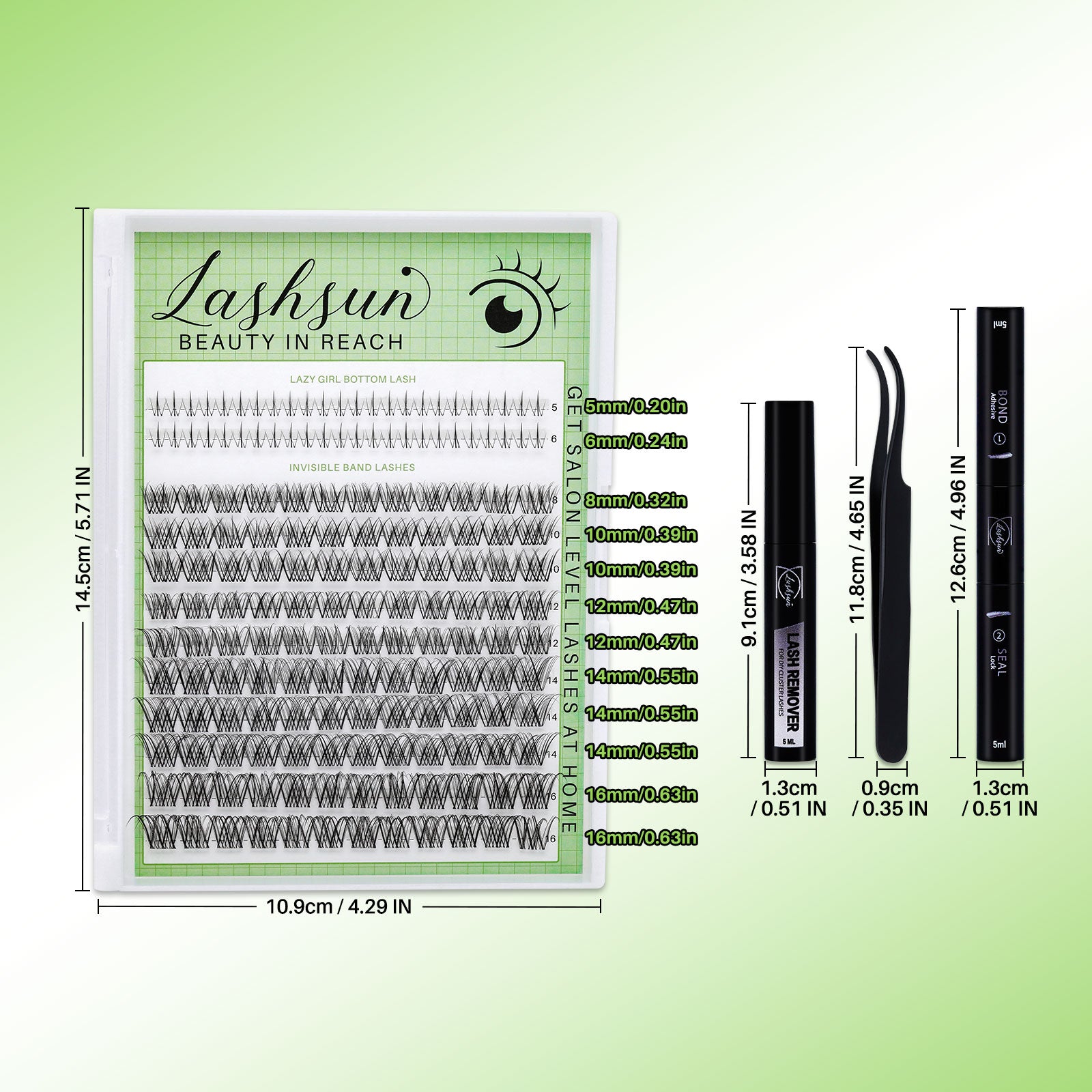 💫LASHSUN 168PCS D Curl W61 Lash Clusters Kit with Bond & Seal