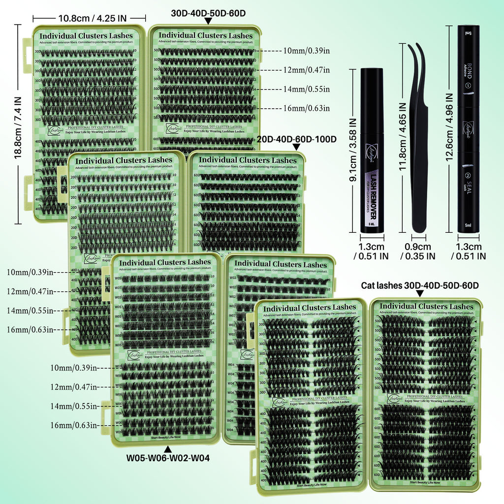 💖LASHSUN Individual Eyelash Extensions Kit with Tweezers, Glue & Remover