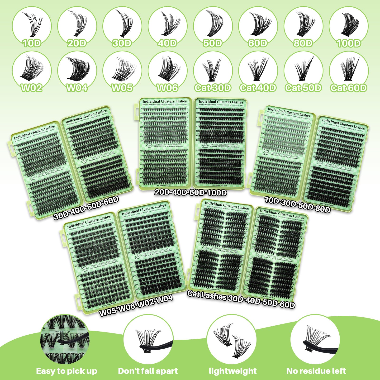 💫LASHSUN Individual False Eyelashes Kit with Mixed Lengths, Lash Glue & Tweezers