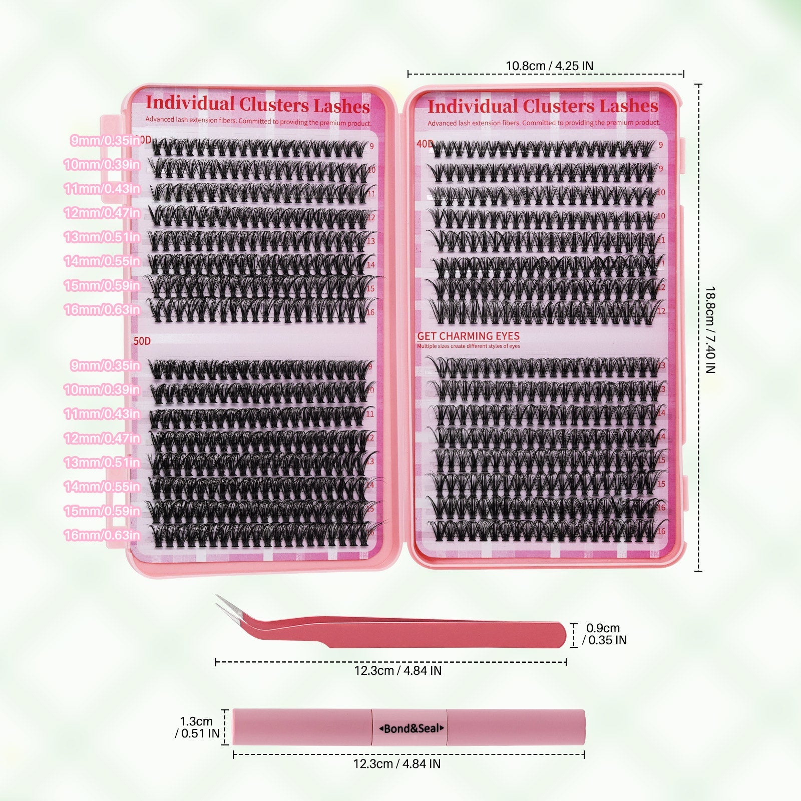 💖 LASHSUN 640PCS Individual False Cluster Book 30D+40D+50D DIY Eyelash Extensions D Curl Long