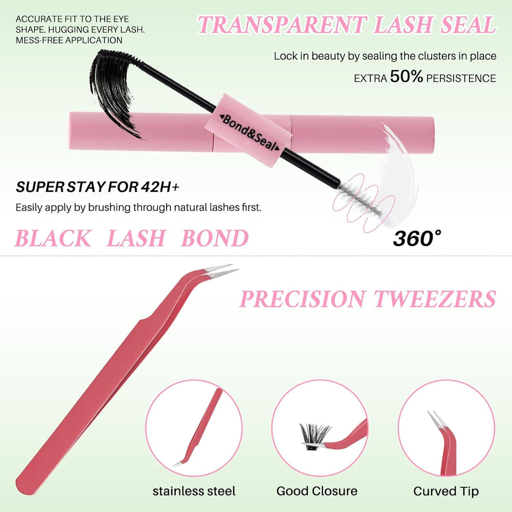 💖LASHSUN 640PCS DIY Lash Extension Kit – 20D + 40D + 60D + 80D Mixed Cluster Lashes