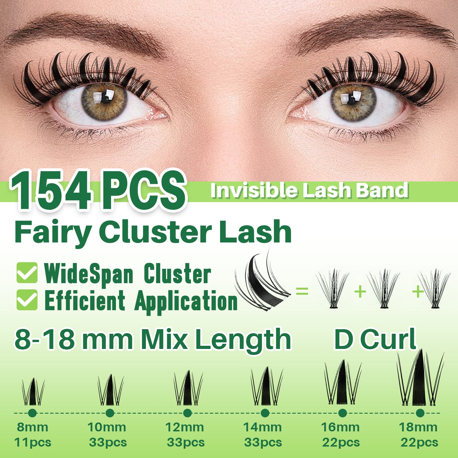 💫LASHSUN Mixed Length D Curl Lash Clusters Kit with Bond & Seal