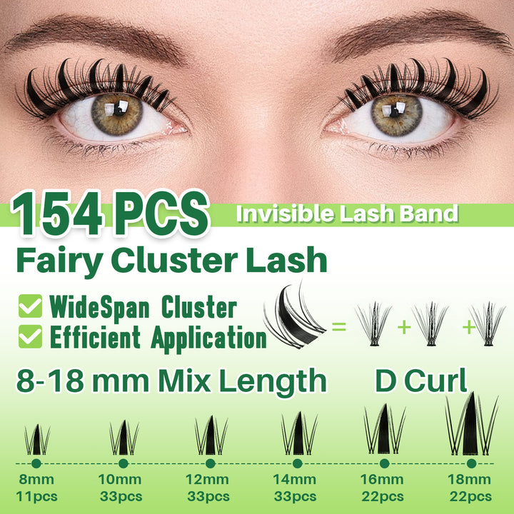 💫LASHSUN Mixed Length D Curl Lash Clusters Kit with Bond & Seal