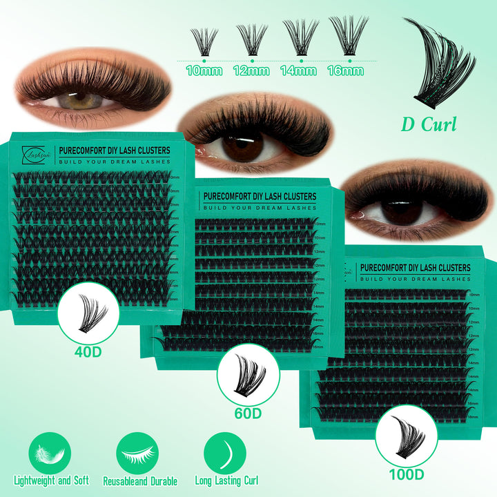 💫LASHSUN 1170PCS D Curl High Capacity Lash Clusters Kit with Tools & Accessories