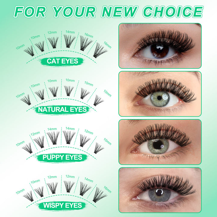 🎀LASHSUN 1170PCS D Curl Lash Clusters Kit – 9 Styles High