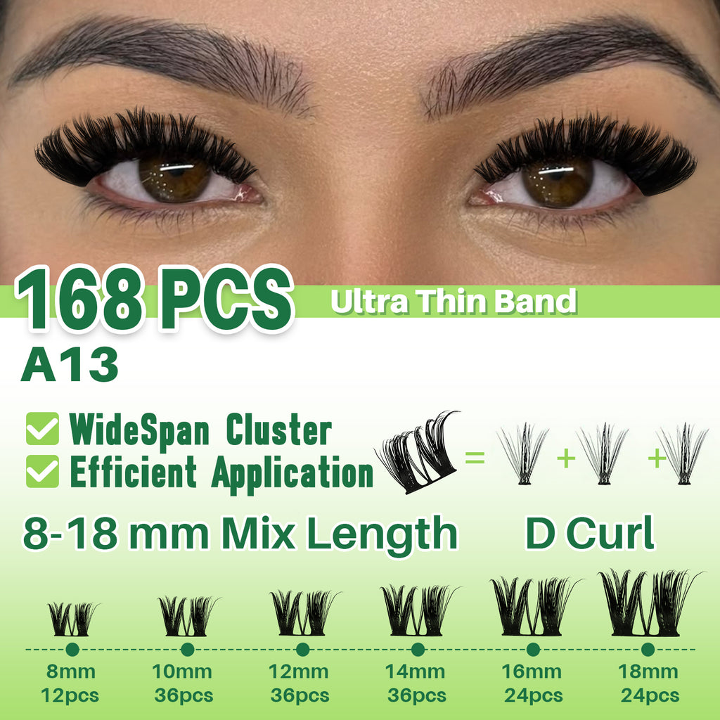 💫LASHSUN 168PCS D Curl A13 Lash Clusters Kit with Bond & Seal