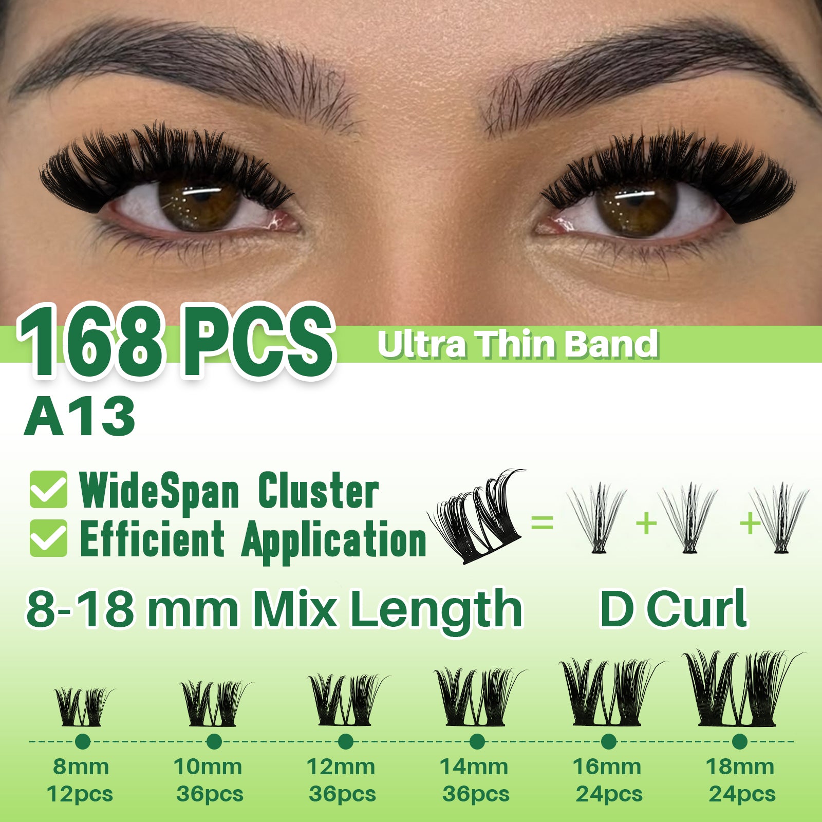 💫LASHSUN 168PCS D Curl A13 Lash Clusters Kit with Bond & Seal