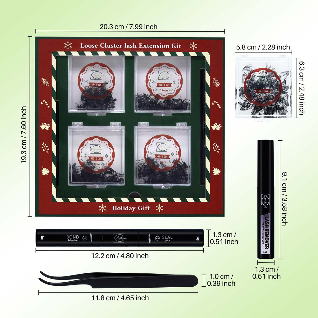 💫LASHSUN 400PCS D Curl Loose Cluster Lash Extension Kit with Bond & Seal