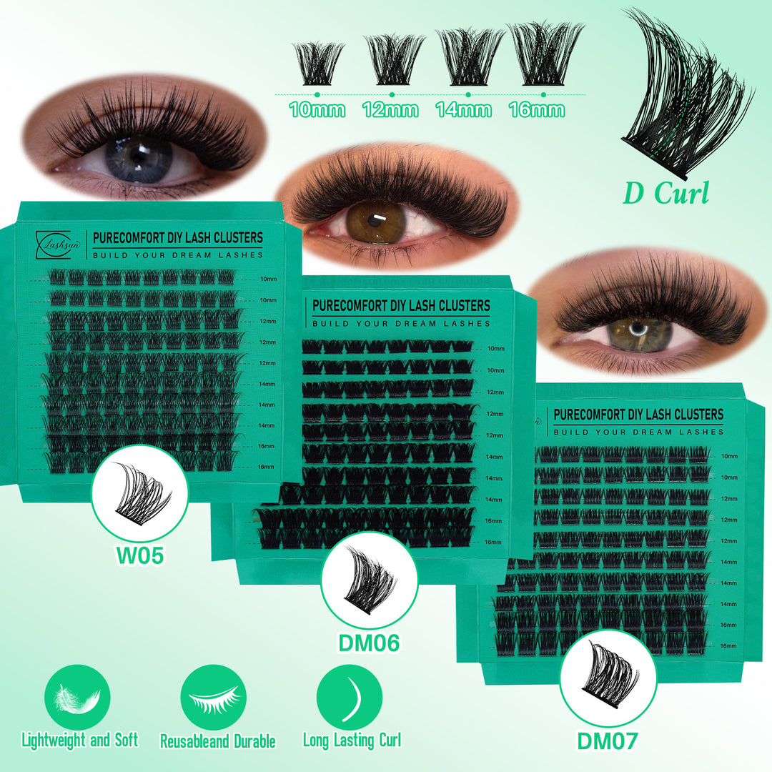 💫LASHSUN 1170PCS D Curl High Capacity Lash Clusters Kit with Tools & Accessories