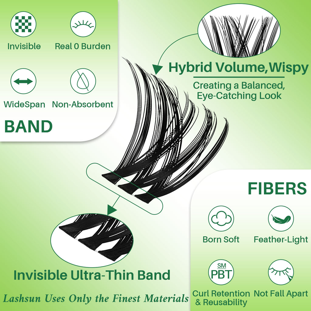 💫LASHSUN 168PCS D Curl WL2-5 Lash Clusters Kit – Wide-Span DIY Lash Extensions
