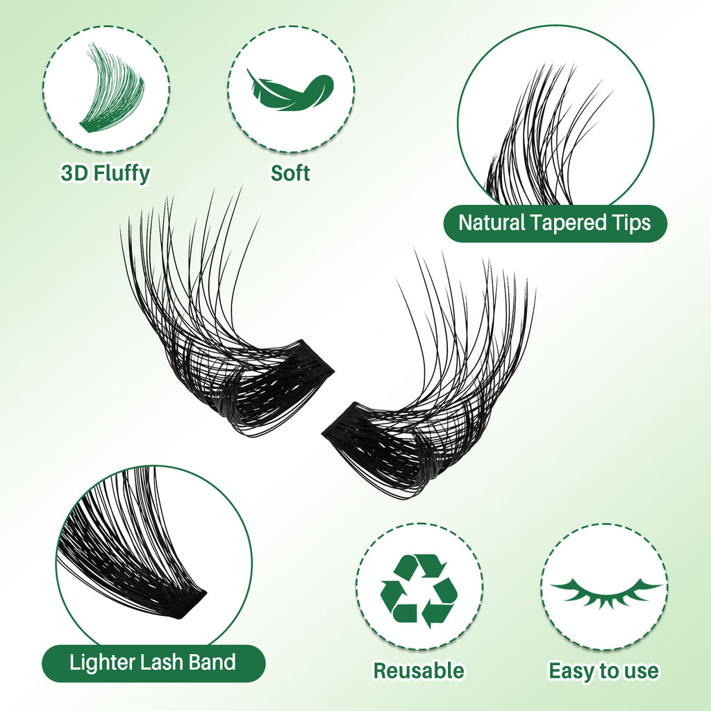 💫LASHSUN 280PCS D Curl Cluster Lashes Kit – 60D 80D 100D Volume with Bond & Seal