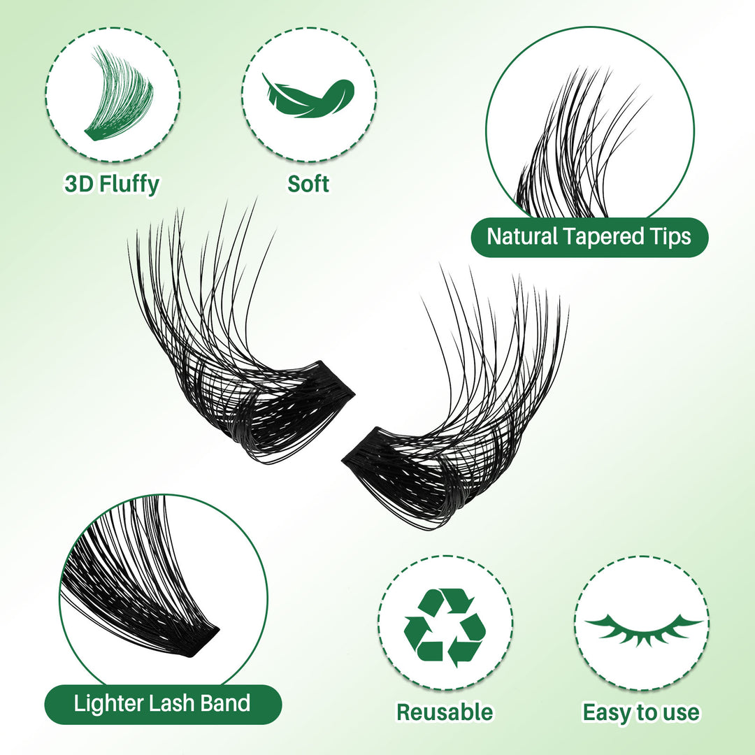 💫LASHSUN 280PCS D Curl Cluster Lashes Kit – 60D 80D 100D Volume with Bond & Seal