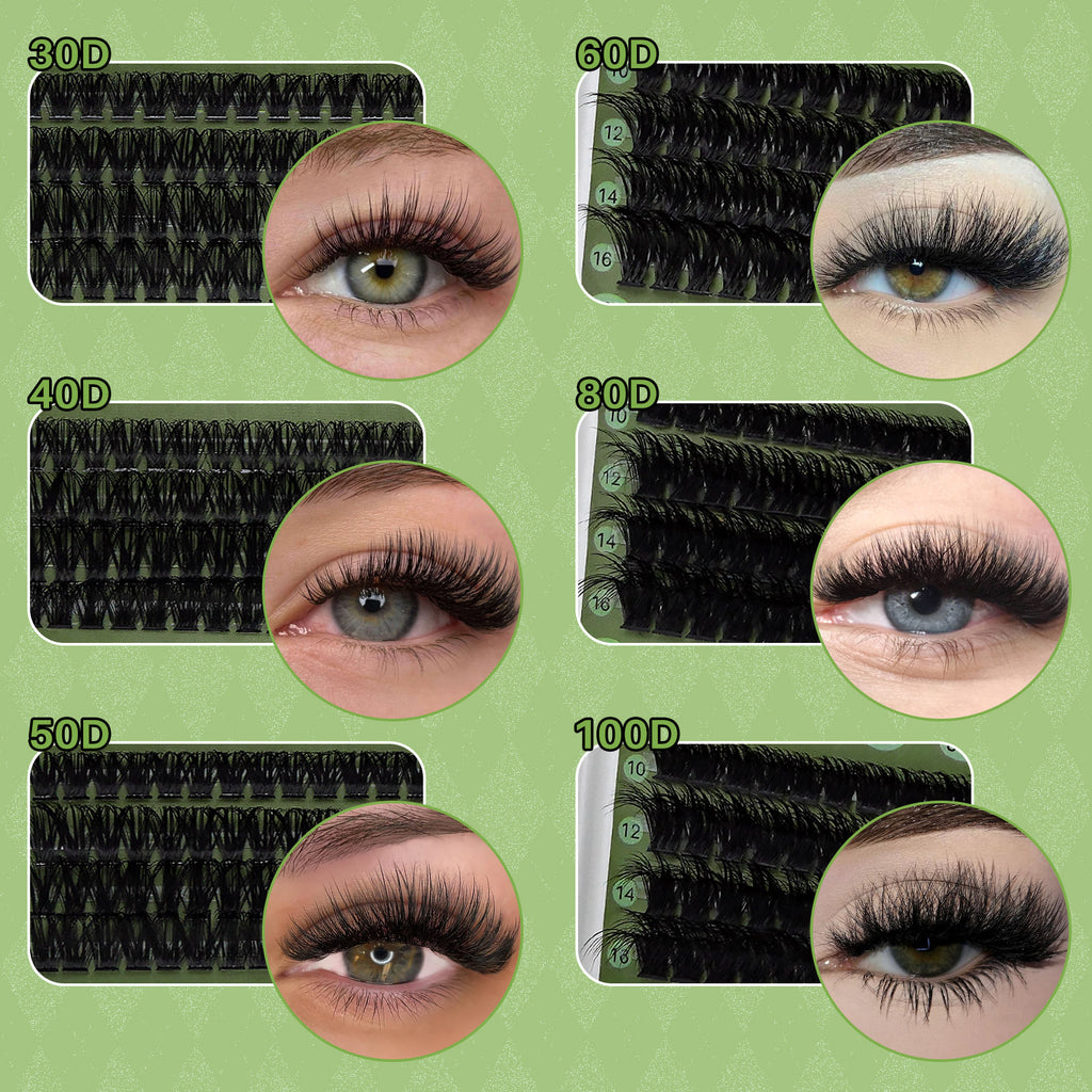 💫LASHSUN 456PCS D Curl Cluster Lashes Kit with Bond & Seal, Remover & Tweezers