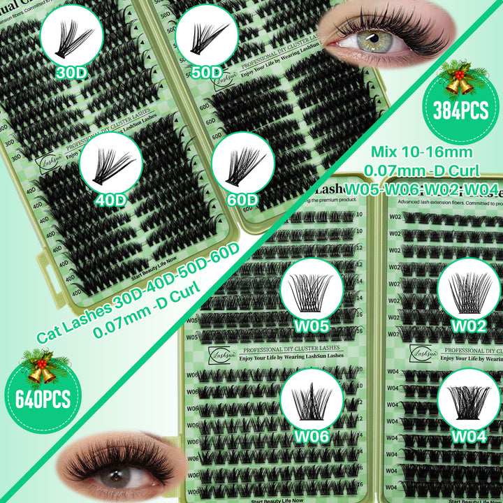 🎀LASHSUN Individual Eyelash Extensions Kit with Tweezers, Glue & Remover