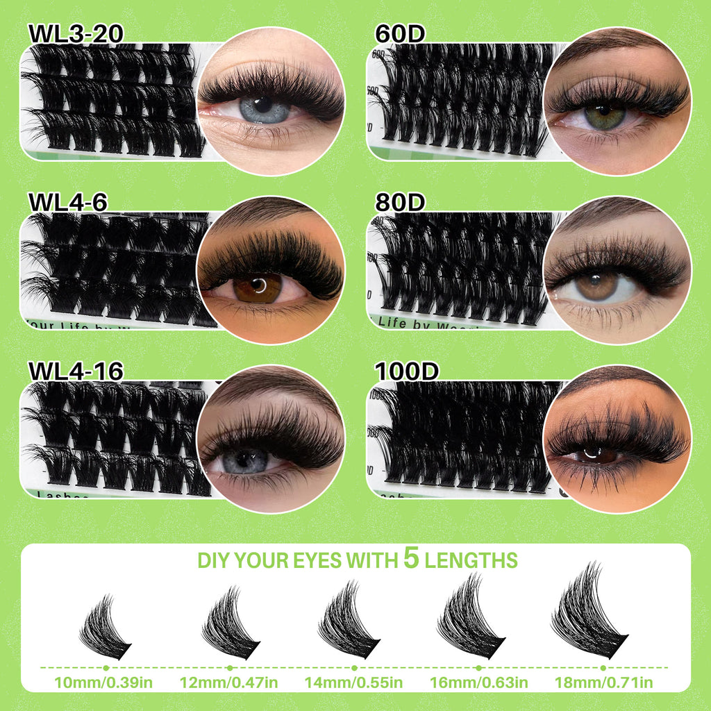 💫LASHSUN 460PCS D Curl Cluster Lashes Kit with Bond & Seal, Remover & Tweezers
