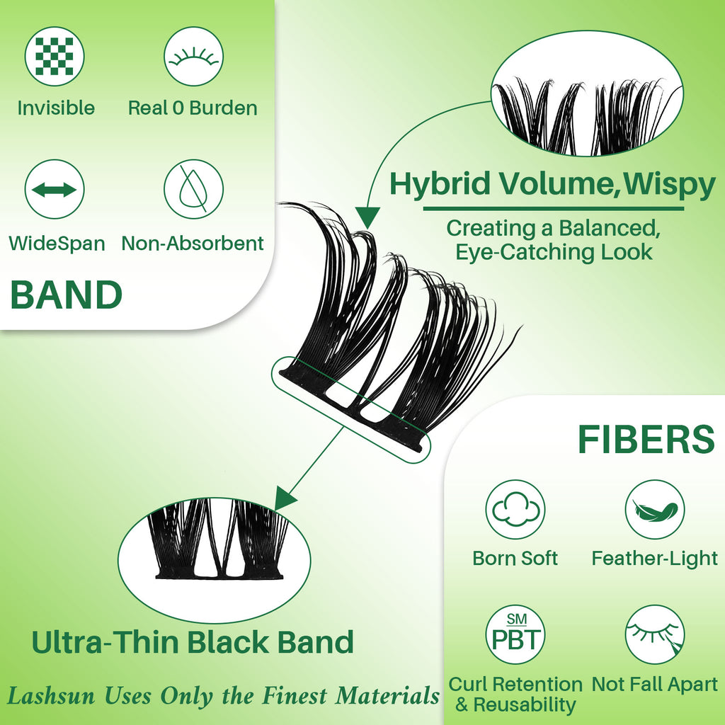 💫LASHSUN 168PCS D Curl A13 Lash Clusters Kit with Bond & Seal