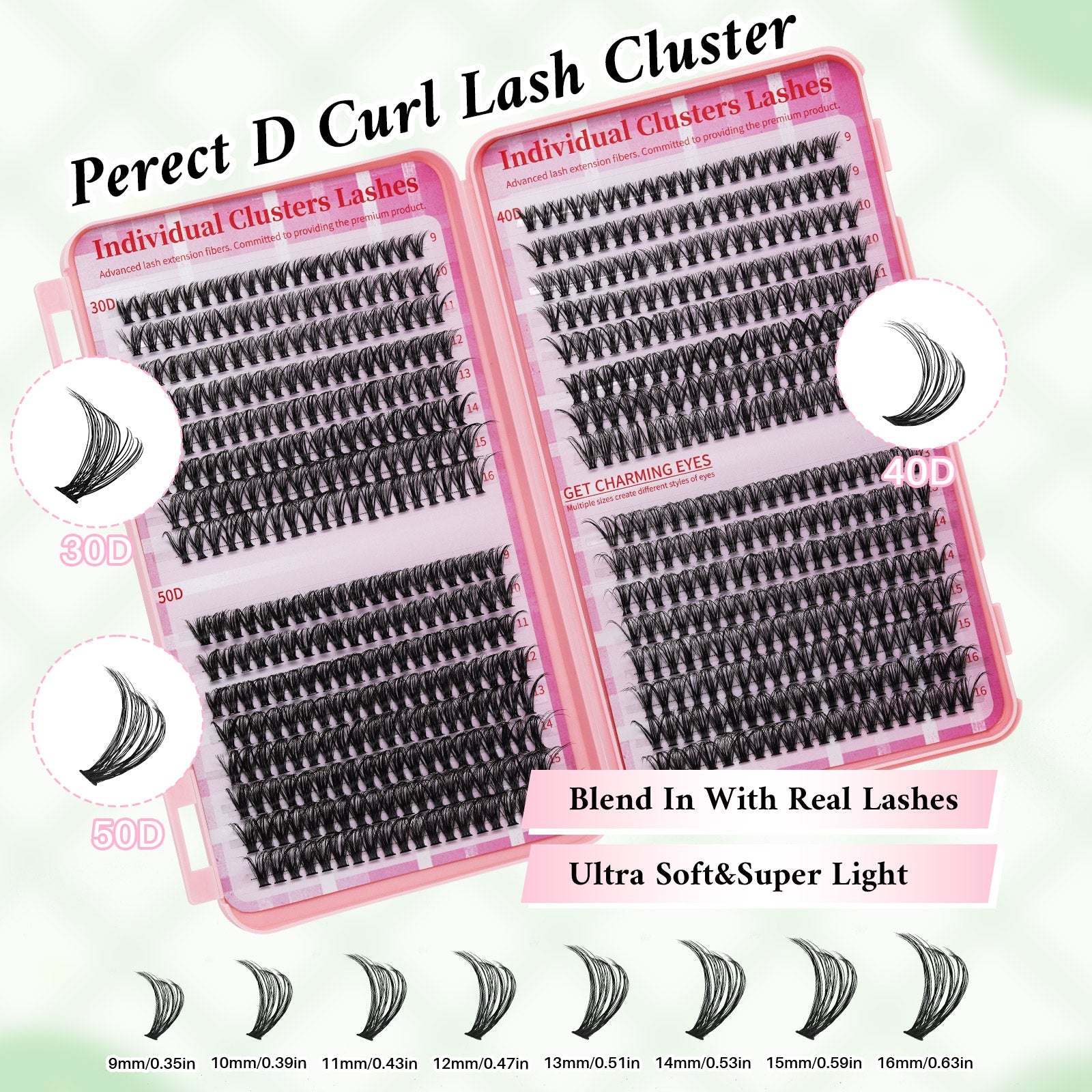 💖 LASHSUN 640PCS Individual False Cluster Book 30D+40D+50D DIY Eyelash Extensions D Curl Long