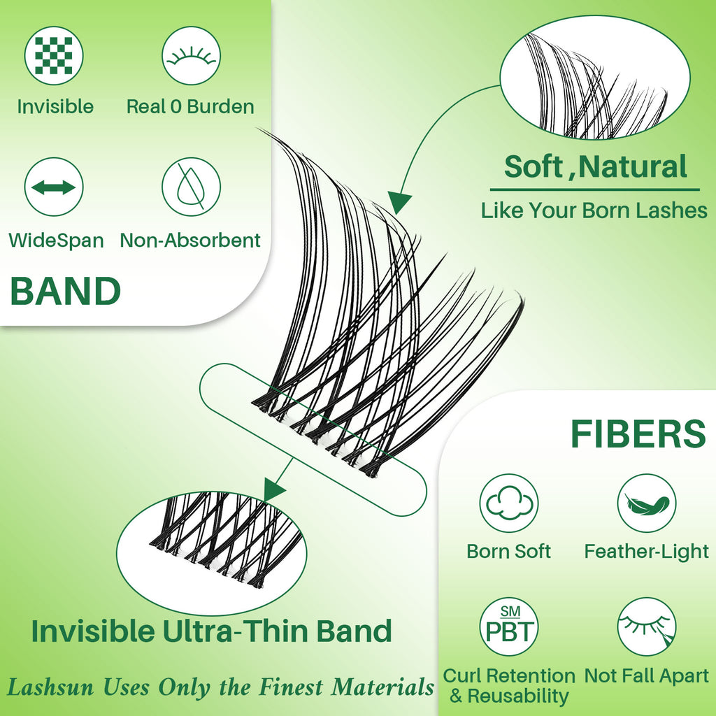 💫LASHSUN 168PCS D Curl W61 Lash Clusters Kit with Bond & Seal