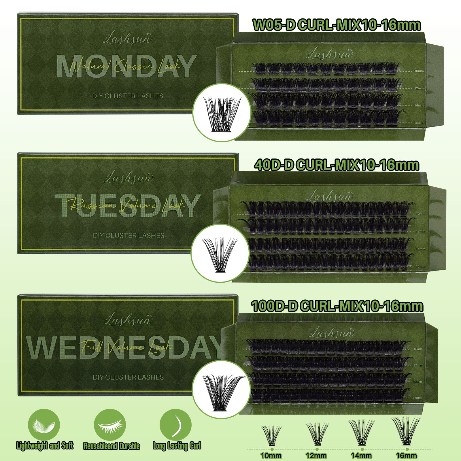💫LASHSUN 324PCS D Curl Lash Clusters Kit with Bond & Seal