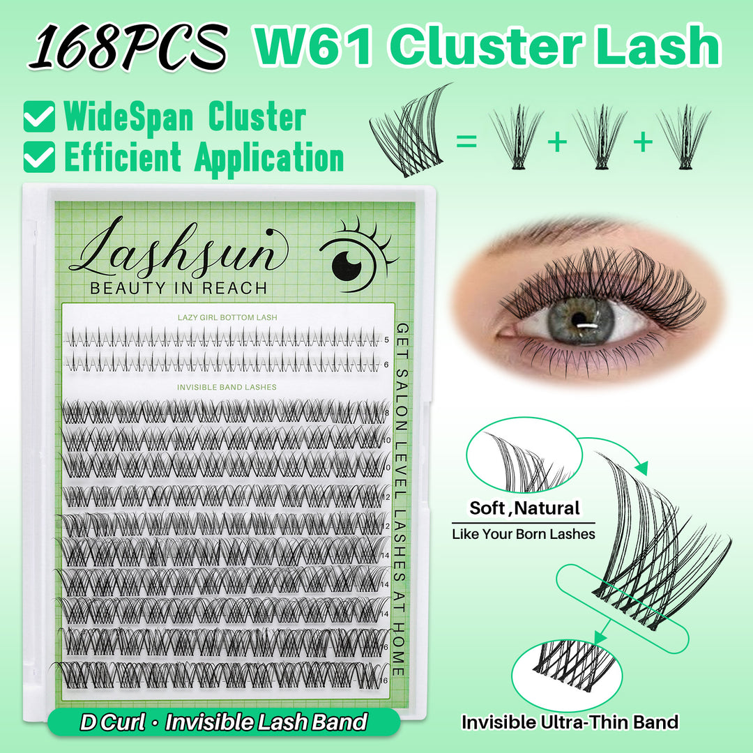 💫LASHSUN D Curl Cluster Lashes Kit with Bond & Sea