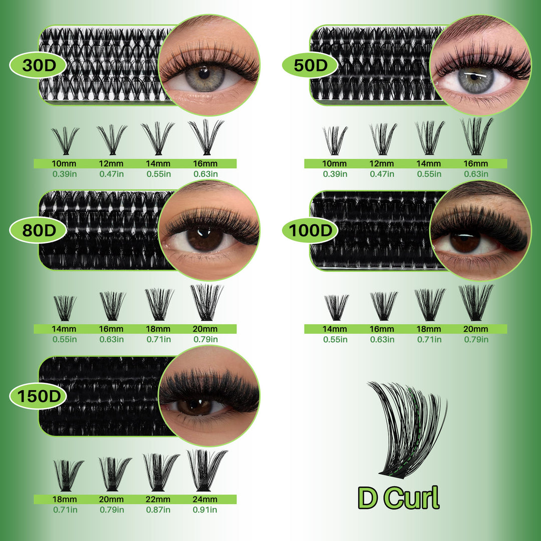 💫LASHSUN Mixed Cluster Lashes Kit – 30D to 150D Individual Lashes with Glue, Remover & Tools