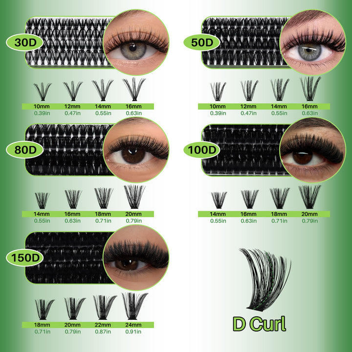 💫LASHSUN Mixed Cluster Lashes Kit – 30D to 150D Individual Lashes with Glue, Remover & Tools