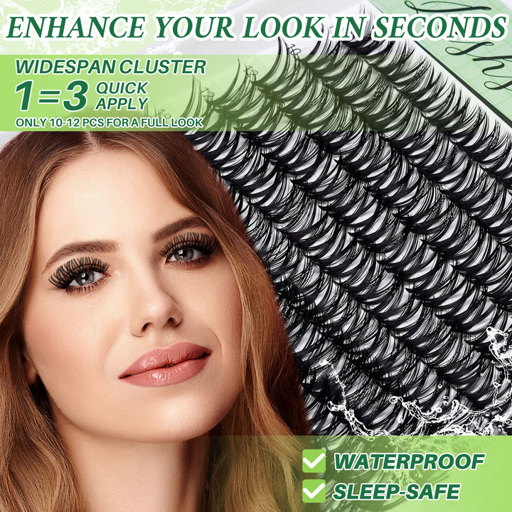 💫LASHSUN 168PCS D Curl WL2-5 Lash Clusters Kit – Wide-Span DIY Lash Extensions
