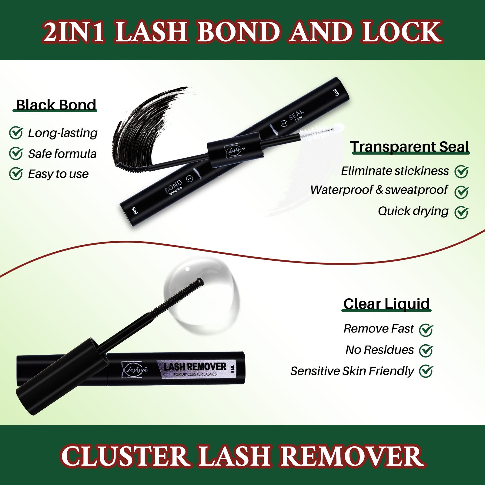 💫LASHSUN 400PCS D Curl Loose Cluster Lash Extension Kit with Bond & Seal