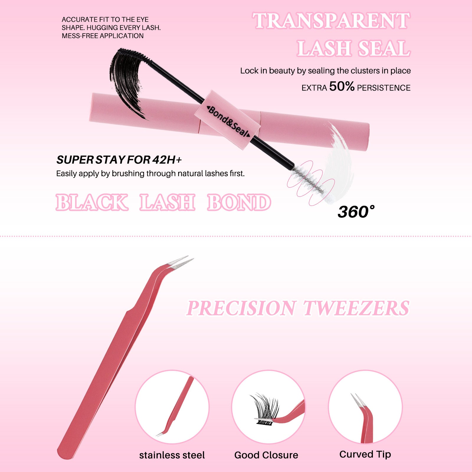 💖LASHSUN 384PCS D Curl Cluster Lashes Book Kit with Bond & Sea