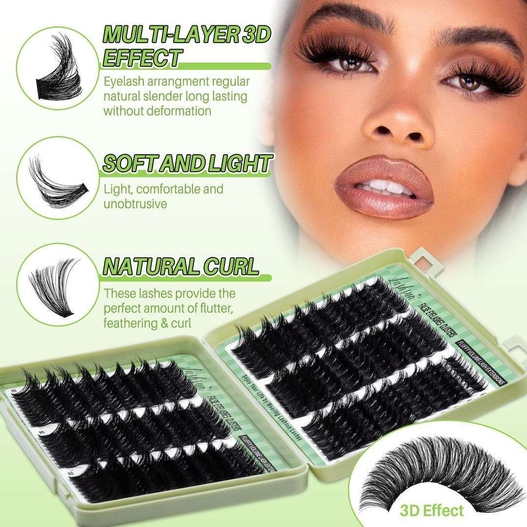 💫LASHSUN 460PCS D Curl Cluster Lashes Kit with Bond & Seal, Remover & Tweezers