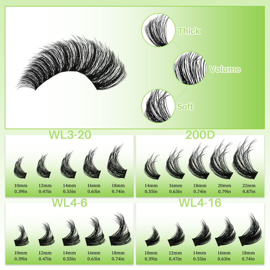 💫LASHSUN 540PCS D Curl Lash Extensions Kit – 3D Volume Individual Lash Clusters with Optional Tools