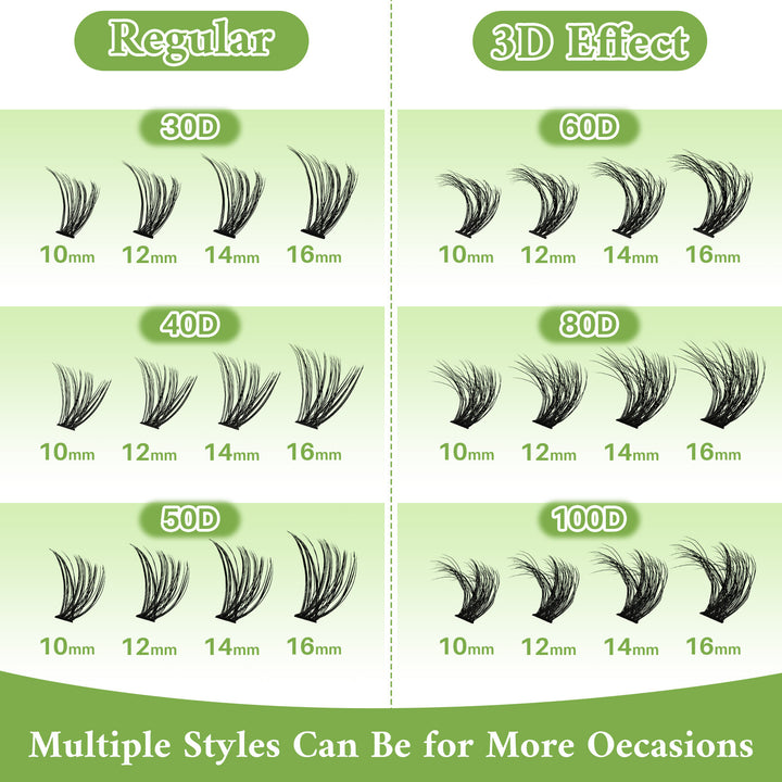 💫LASHSUN 456PCS D Curl Cluster Lashes Kit with Bond & Seal, Remover & Tweezers