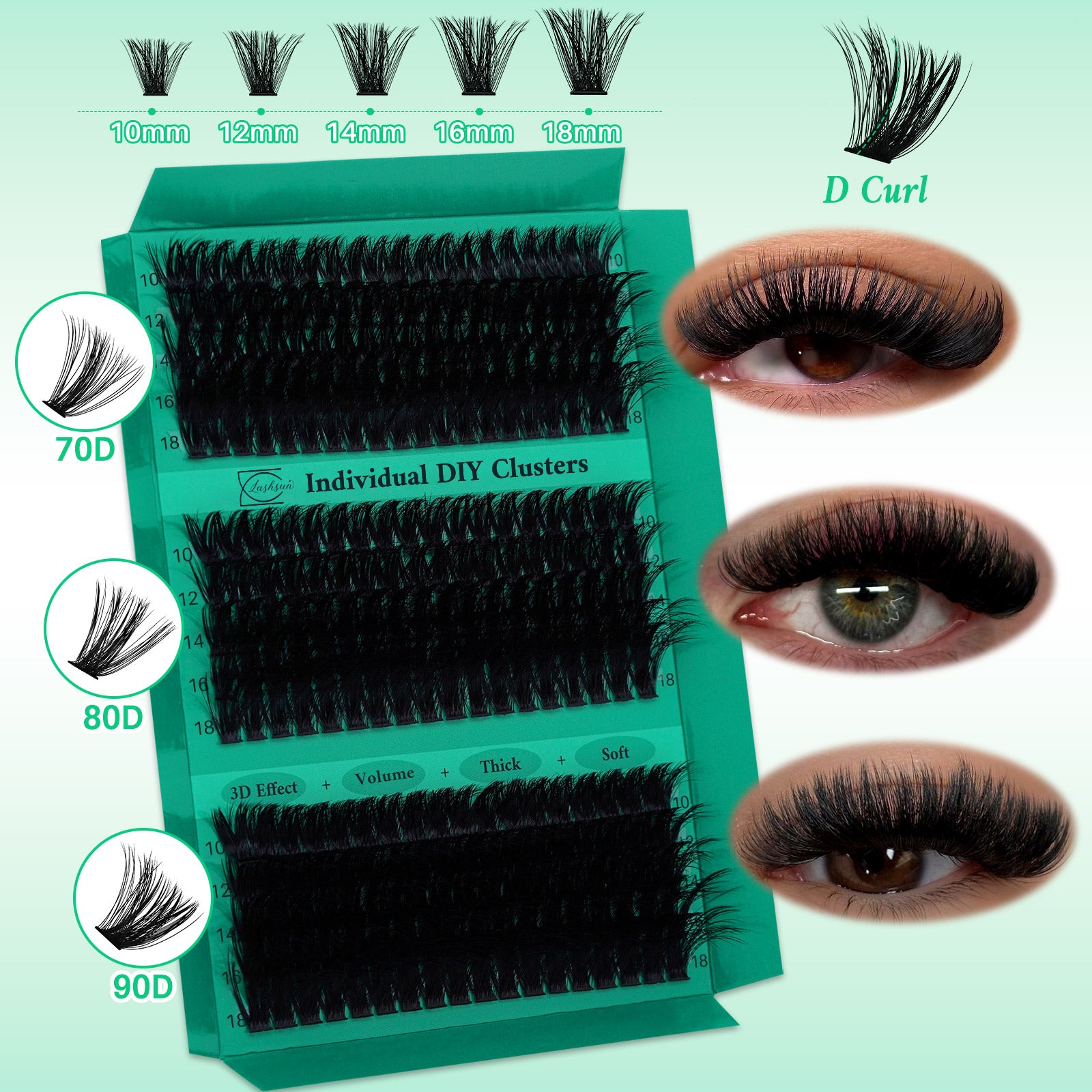 💫LASHSUN 1170PCS D Curl High Capacity Lash Clusters Kit with Tools & Accessories