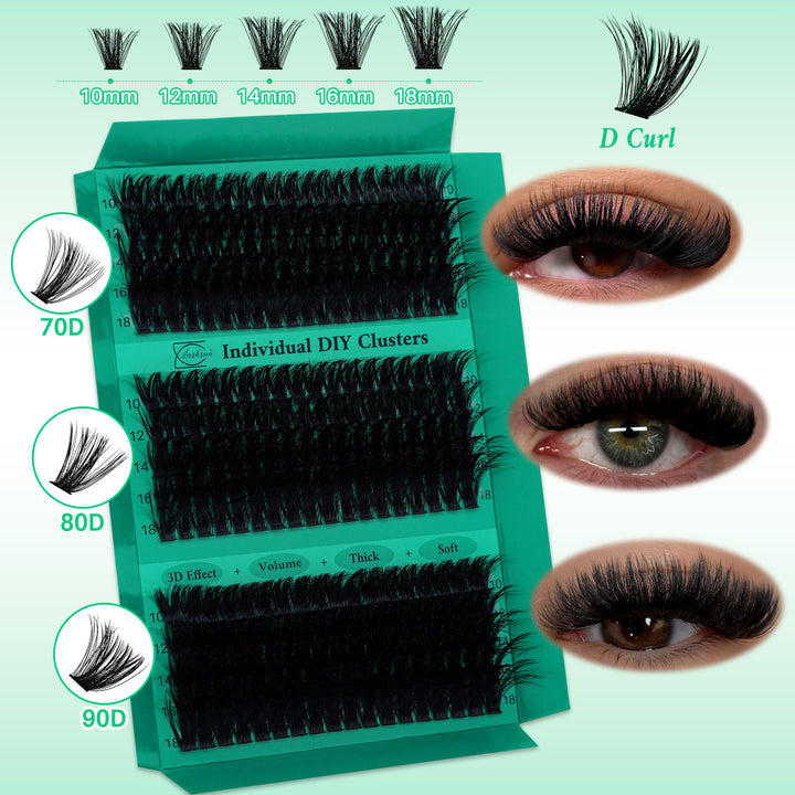 💫LASHSUN 1170PCS D Curl High Capacity Lash Clusters Kit with Tools & Accessories